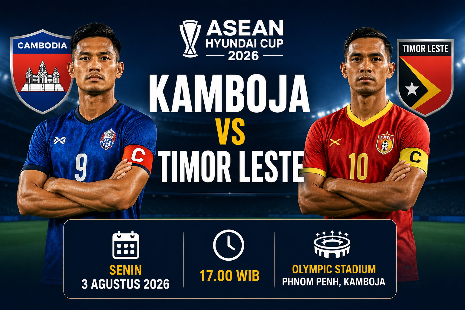 Prediksi Bola Kamboja vs Timor Leste Senin, 3 Agustus 2026